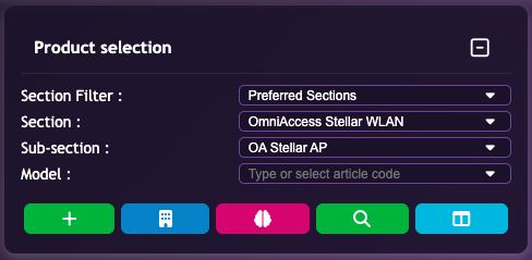 Product selection in QuoteOnline